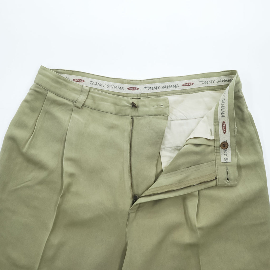 Tommy Bahama Relax 100% Silk Pleated Chino Shorts Sage Green Mens W33