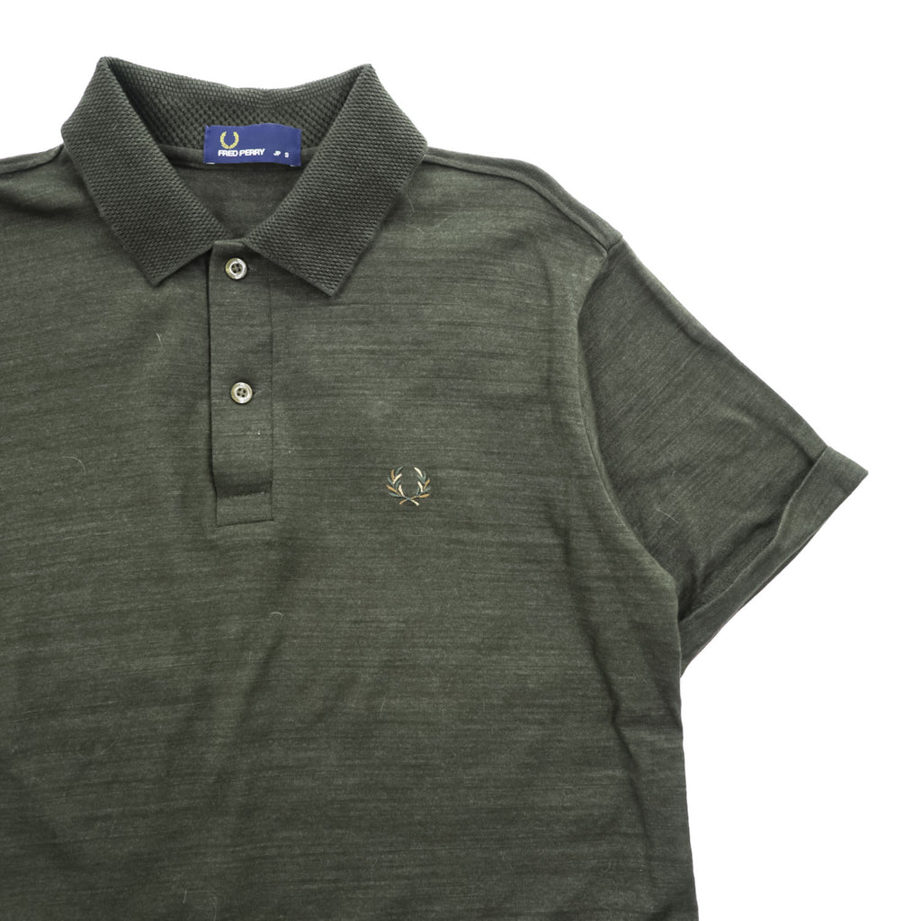 FRED PERRY 日本製 ポロシャツ S オリーブ グリーン ワンポイントロゴ FZ1603