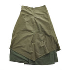 Vintage French Military Wrap Skirt フランス製 ミリタリー ラップスカート L カーキ グリーン ストレッチ ヘリンボーン ラップ フレア