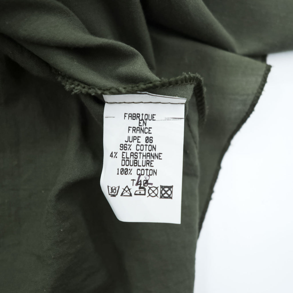 Vintage French Military Wrap Skirt フランス製 ミリタリー ラップスカート L カーキ グリーン ストレッチ ヘリンボーン ラップ フレア