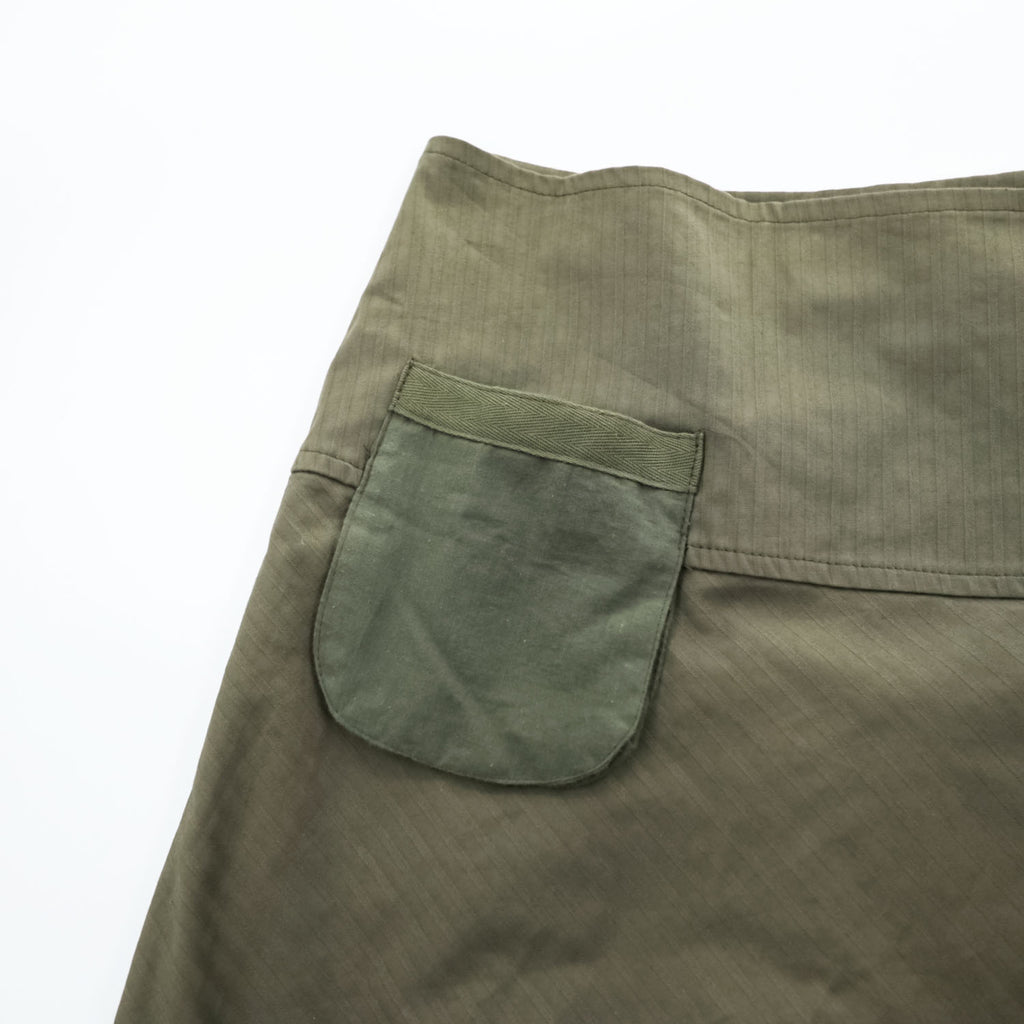 Vintage French Military Wrap Skirt フランス製 ミリタリー ラップスカート L カーキ グリーン ストレッチ ヘリンボーン ラップ フレア