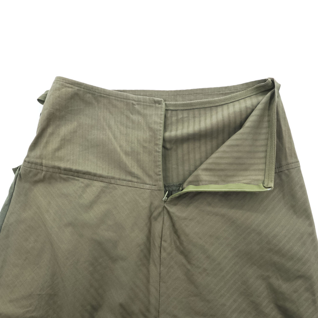 Vintage French Military Wrap Skirt フランス製 ミリタリー ラップスカート L カーキ グリーン ストレッチ ヘリンボーン ラップ フレア