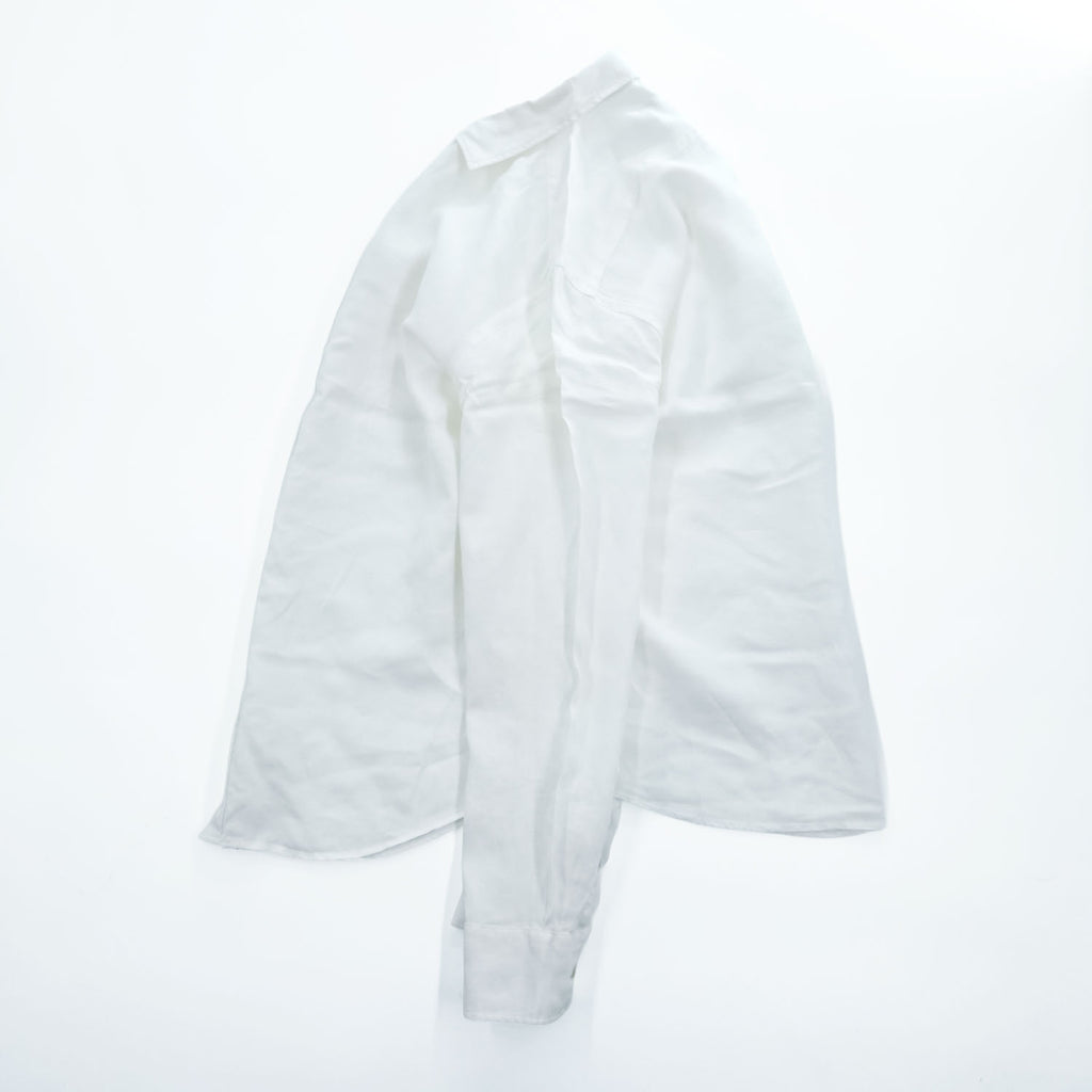 Cutter & Buck Linen White Long Sleeve Button Front Regular Collar Shirt Size L Made in India