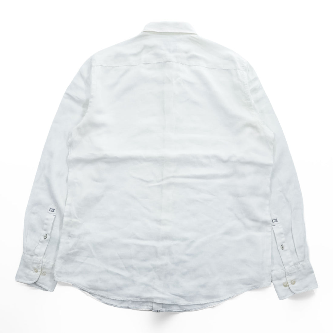 Cutter & Buck Linen White Long Sleeve Button Front Regular Collar Shirt Size L Made in India