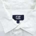 Cutter & Buck Linen White Long Sleeve Button Front Regular Collar Shirt Size L Made in India
