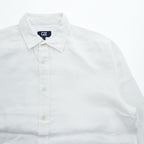 Cutter & Buck Linen White Long Sleeve Button Front Regular Collar Shirt Size L Made in India