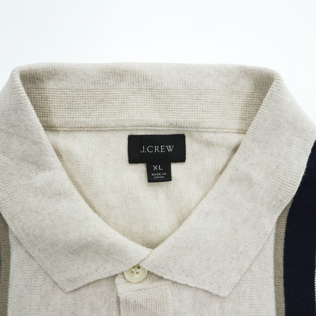 J.CREW 半袖 サマーニット ポロシャツ XL ベージュ ネイビー S/S POLO SWEATER AM600