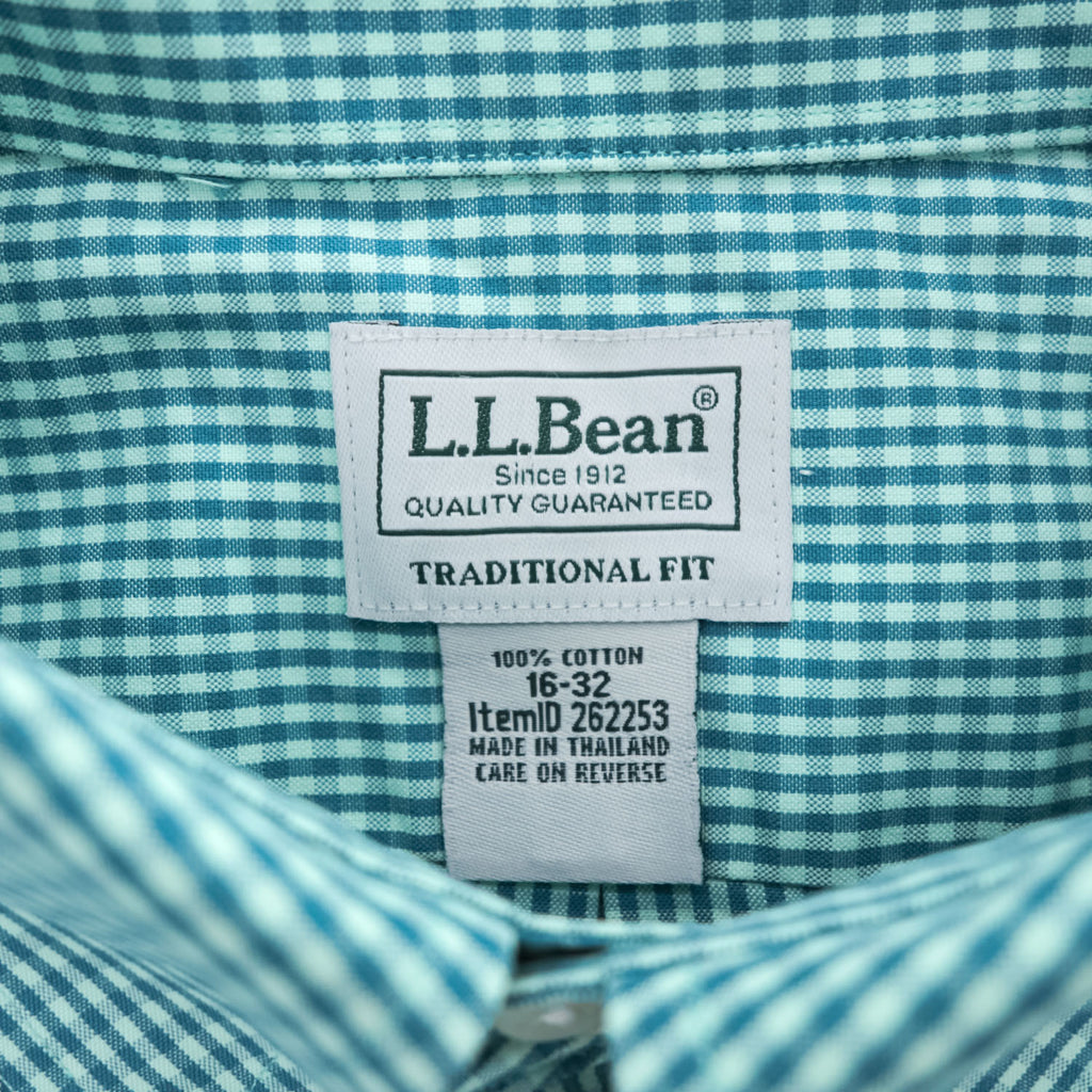 L.L.Bean ギンガムチェック 長袖 ボタンダウン シャツ L グリーン TRADITIONAL FIT 262253