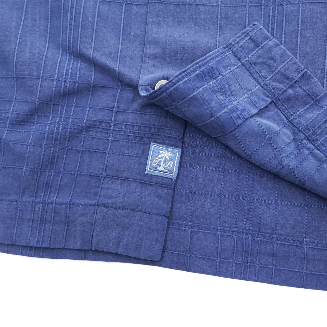 TOMMY BAHAMA 半袖 シルク シャツ M ブルー ジャガード チェック 胸ポケット ボックスシルエット