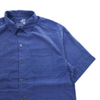 TOMMY BAHAMA 半袖 シルク シャツ M ブルー ジャガード チェック 胸ポケット ボックスシルエット