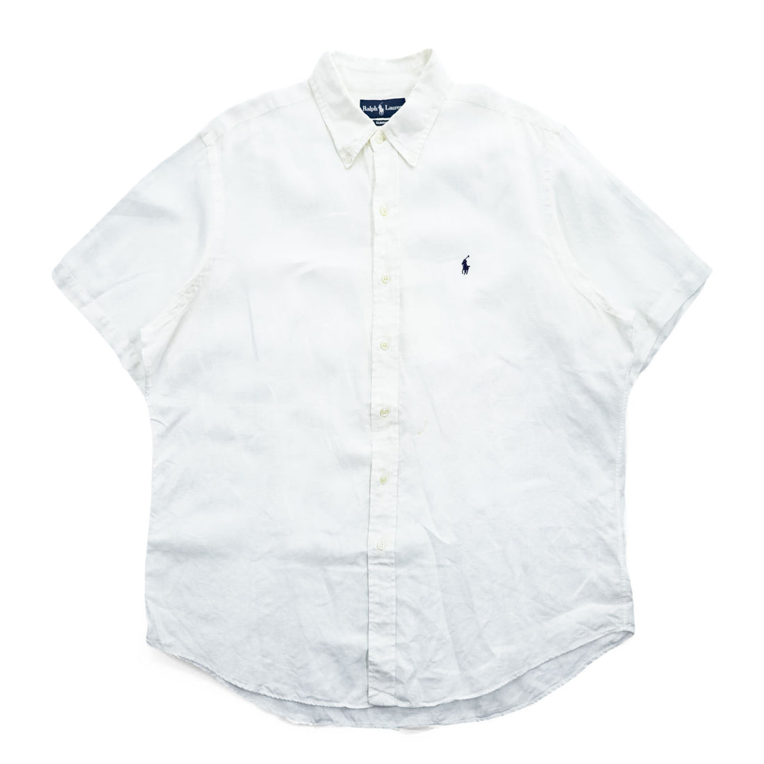 Ralph Lauren 90年代 ヴィンテージ 半袖 リネン シャツ XL ホワイト CLASSIC FIT 麻100% ボタンダウン