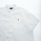 Ralph Lauren 90年代 ヴィンテージ 半袖 リネン シャツ XL ホワイト CLASSIC FIT 麻100% ボタンダウン