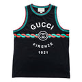 GUCCI コットンジャージー タンクトップ Cotton jersey 'Gucci Firenze 1921' tank top ブラック M シェリーライン ノースリーブ 08.338.986 / 0001-16 イタリア製