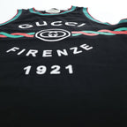 GUCCI コットンジャージー タンクトップ Cotton jersey 'Gucci Firenze 1921' tank top ブラック M シェリーライン ノースリーブ 08.338.986 / 0001-16 イタリア製