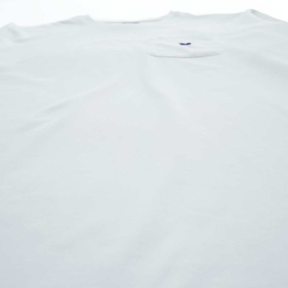 Needles 日本製 ロングスリーブ ポケット Tシャツ L/S Crew Neck Tee - Poly Jersey 長袖 ロンT L ホワイト ワンポイントロゴ NS272