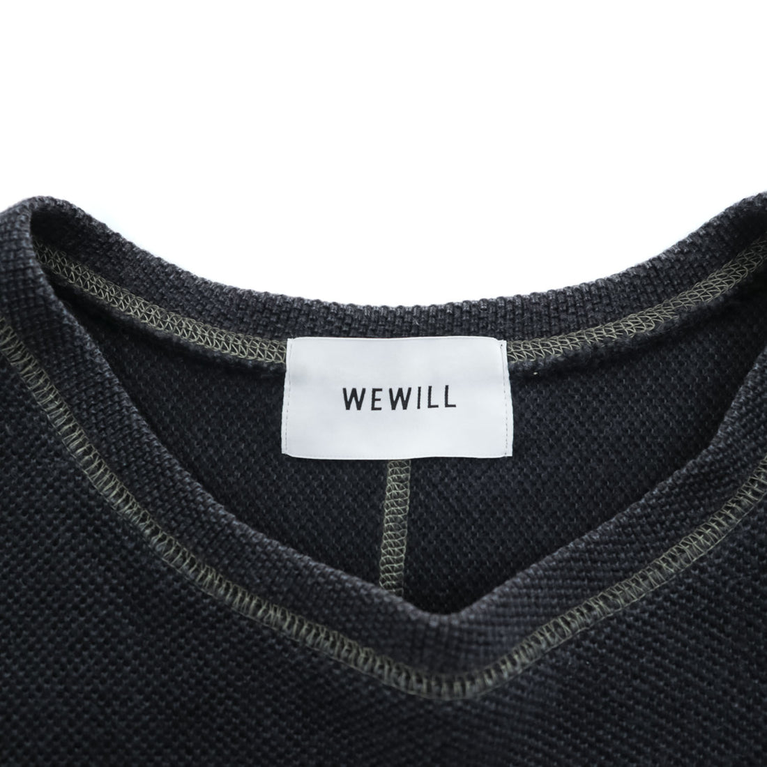 WE WILL 日本製 ラミー 鹿の子 ワッフル フットボールTシャツ XL ブラック ステッチ W-008-8005