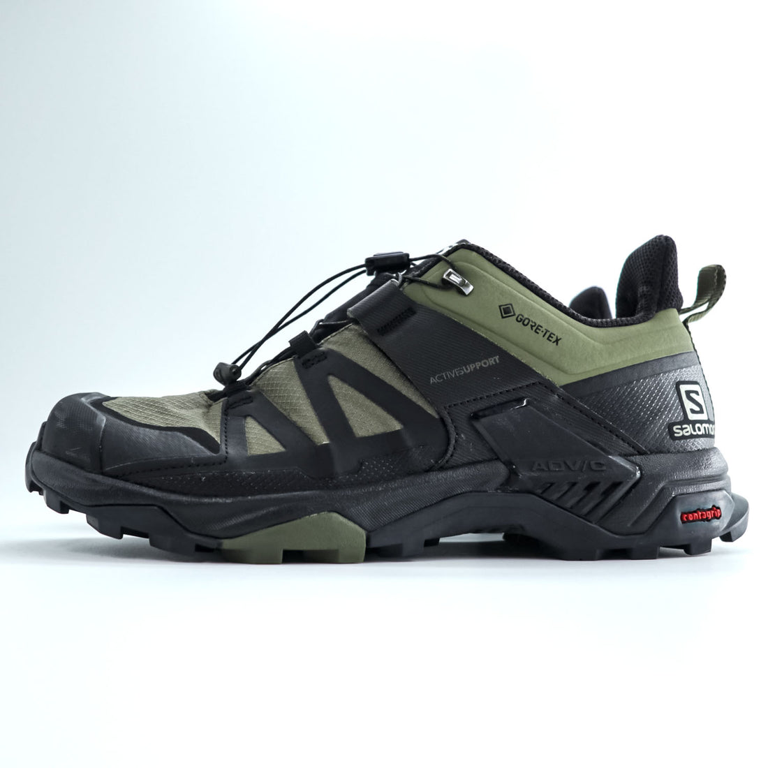 SALOMON ゴアテックス X ULTRA 4 GTX GORE-TEX トレッキングシューズ スニーカー 26.5cm カーキ 防水 クイックレース ドローコード Ortholite 413853