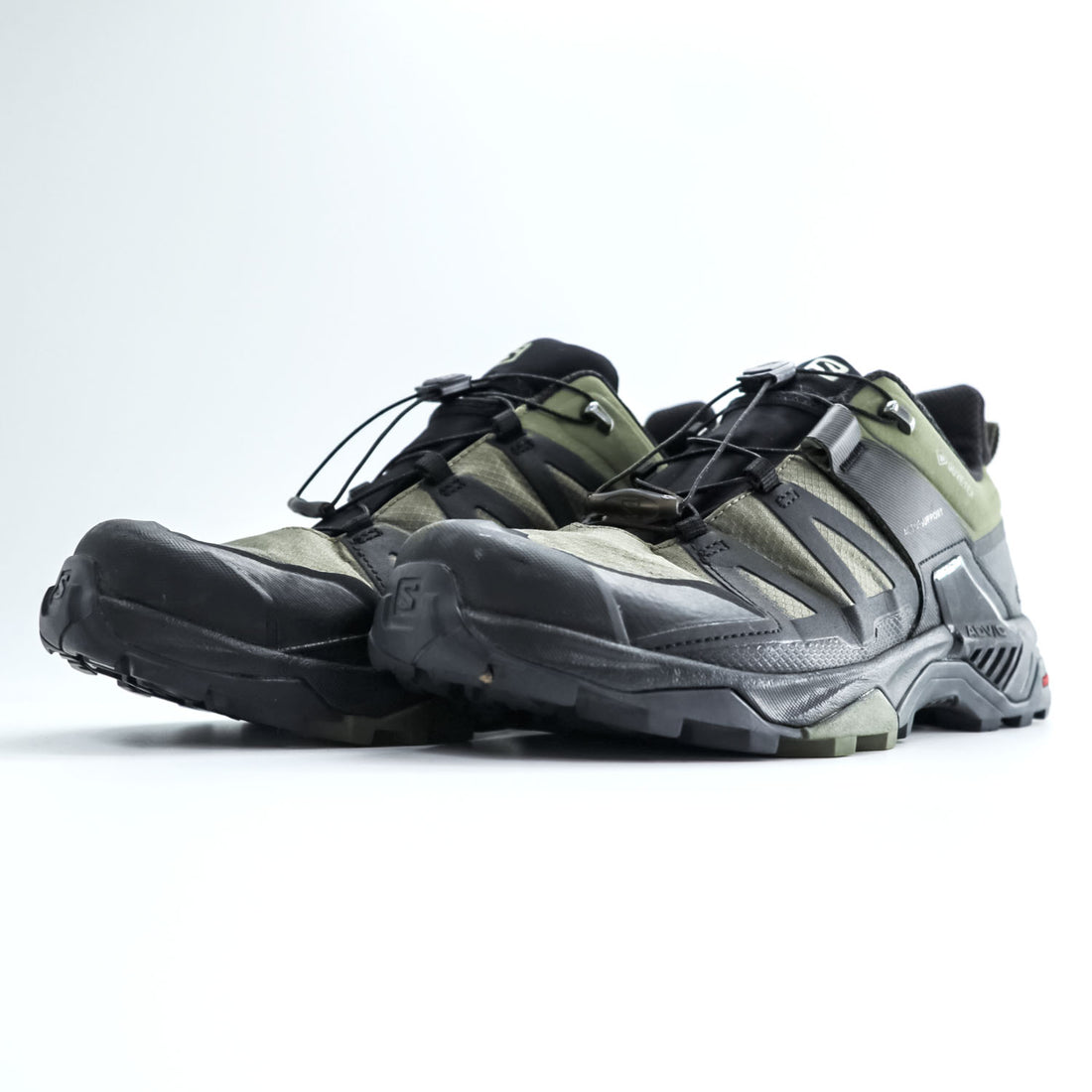 SALOMON ゴアテックス X ULTRA 4 GTX GORE-TEX トレッキングシューズ スニーカー 26.5cm カーキ 防水 クイックレース ドローコード Ortholite 413853
