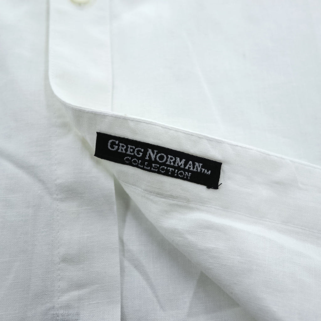 90年代 ヴィンテージ GREG NORMAN 半袖 リネン シャツ L ホワイト ボックスシルエット