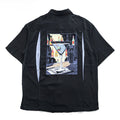 Tori Richard Honolulu Black Silk Lyocell Martini Cocktail Back Graphic Short Sleeve Shirt