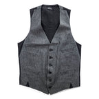 PS Paul Smith リネン ジレ スーツベスト L グレー ブラック 麻 シンチバック ドット PP-BM-47921
