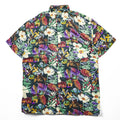 ROBERT STOCK 90年代 ヴィンテージ 半袖 シルク アロハシャツ L ブラック マルチカラー 総柄 ボタニカル 花柄
