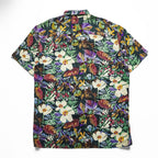 ROBERT STOCK 90年代 ヴィンテージ 半袖 シルク アロハシャツ L ブラック マルチカラー 総柄 ボタニカル 花柄