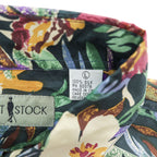 ROBERT STOCK 90年代 ヴィンテージ 半袖 シルク アロハシャツ L ブラック マルチカラー 総柄 ボタニカル 花柄