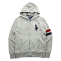 Polo Ralph Lauren 90年代 ヴィンテージ ビッグポニー リバースウィーブ ジップパーカー M グレー フロントポケット 裏起毛 サーマル 袖ライン