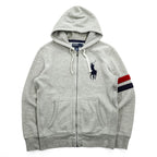 Polo Ralph Lauren 90年代 ヴィンテージ ビッグポニー リバースウィーブ ジップパーカー M グレー フロントポケット 裏起毛 サーマル 袖ライン