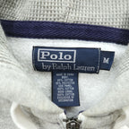 Polo Ralph Lauren 90年代 ヴィンテージ ビッグポニー リバースウィーブ ジップパーカー M グレー フロントポケット 裏起毛 サーマル 袖ライン