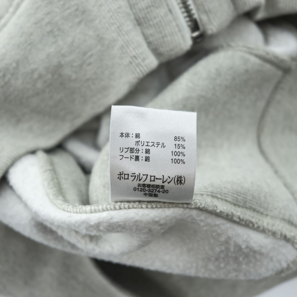 Polo Ralph Lauren 90年代 ヴィンテージ ビッグポニー リバースウィーブ ジップパーカー M グレー フロントポケット 裏起毛 サーマル 袖ライン