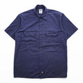 Dickies 半袖 ワークシャツ L ネイビー ポリコットン ツイル ボックスシルエット 1574NV