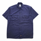 Dickies 半袖 ワークシャツ L ネイビー ポリコットン ツイル ボックスシルエット 1574NV
