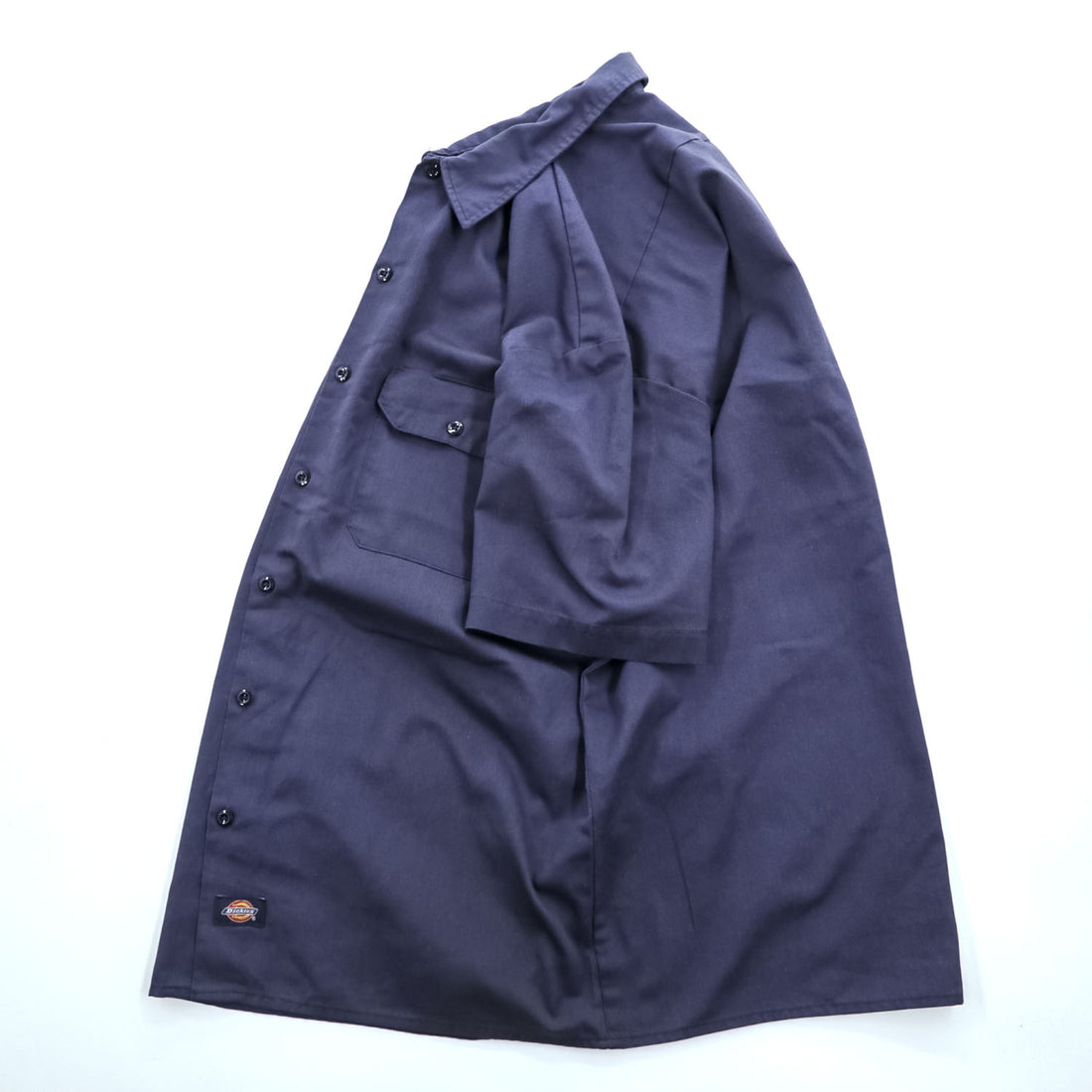 Dickies 半袖 ワークシャツ L ネイビー ポリコットン ツイル ボックスシルエット 1574NV