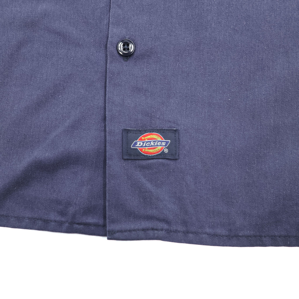 Dickies 半袖 ワークシャツ L ネイビー ポリコットン ツイル ボックスシルエット 1574NV