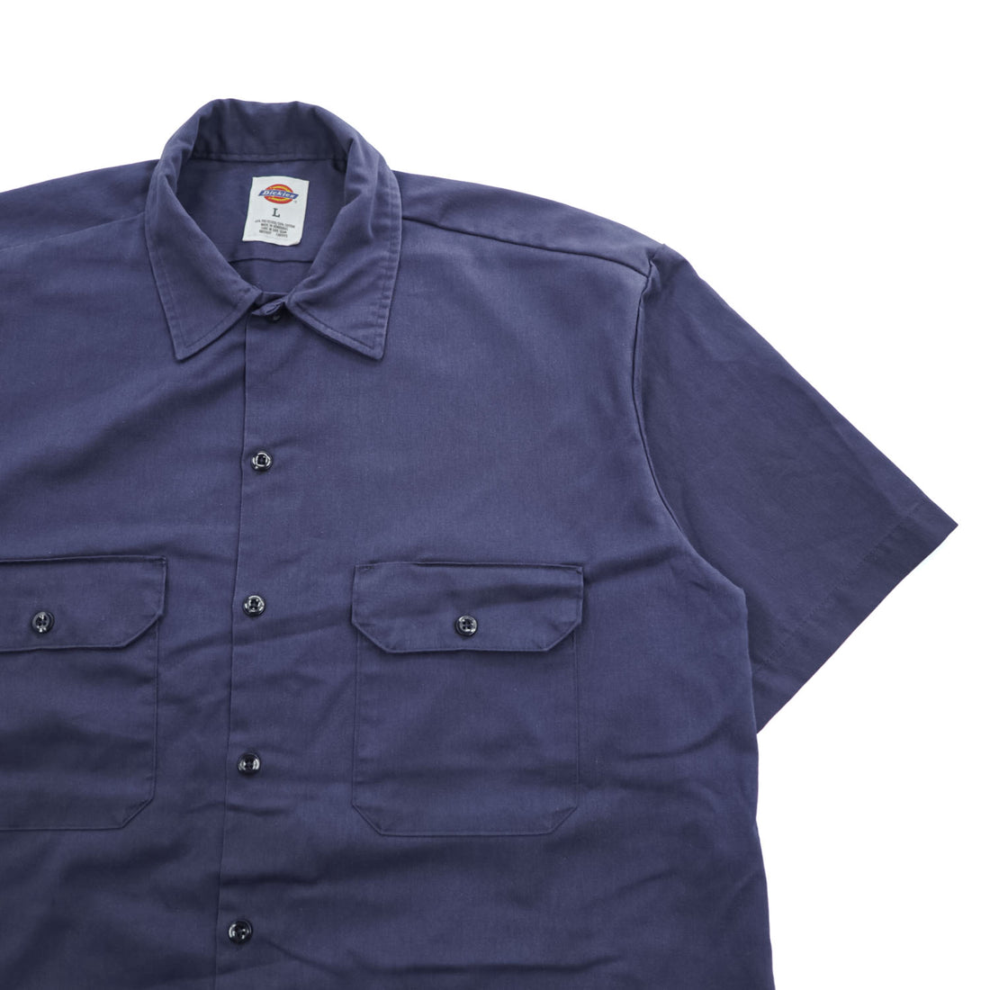 Dickies 半袖 ワークシャツ L ネイビー ポリコットン ツイル ボックスシルエット 1574NV