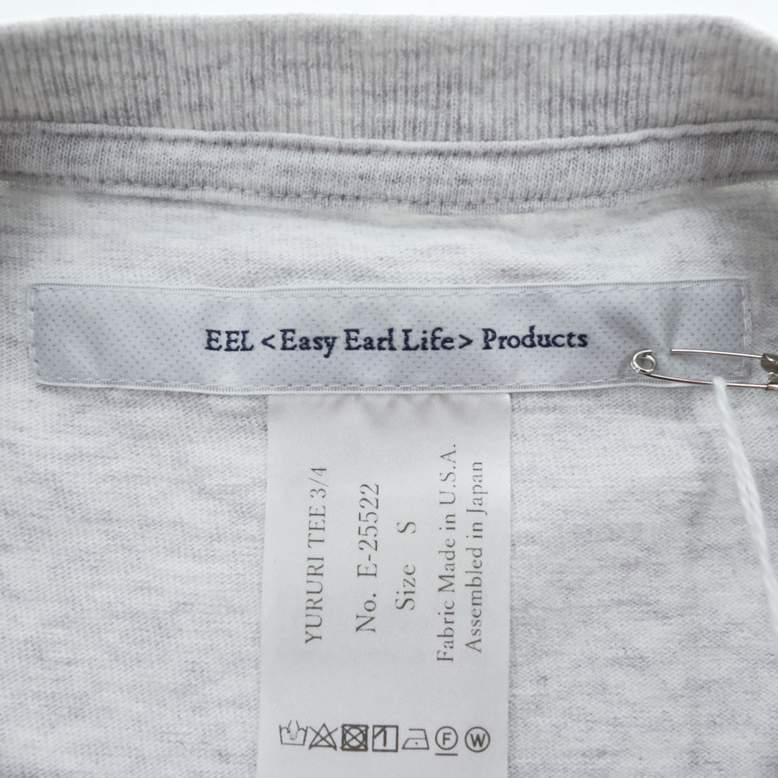 EEL 日本製 7分袖 Tシャツ YURURI TEE 3/4 S グレー ワイド USA製生地 E-25522 未使用品