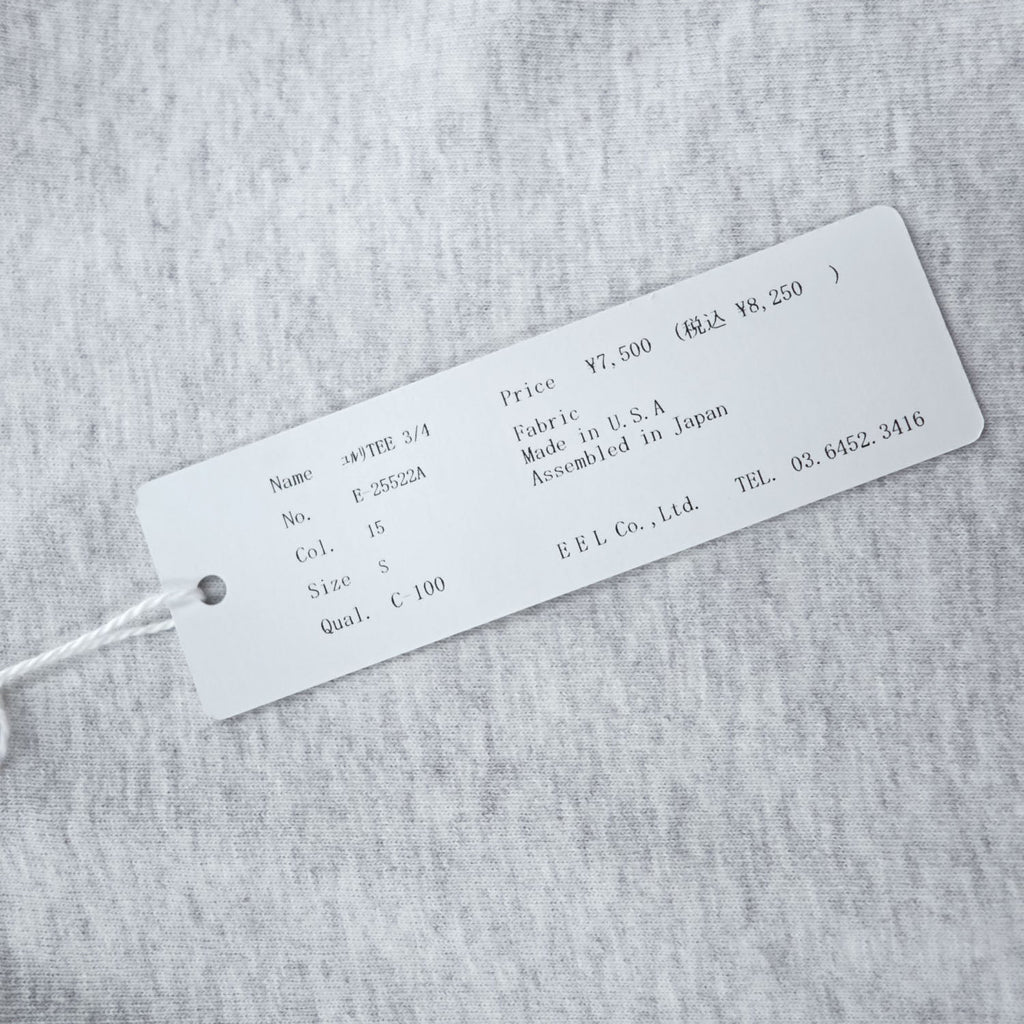EEL 日本製 7分袖 Tシャツ YURURI TEE 3/4 S グレー ワイド USA製生地 E-25522 未使用品