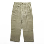 90年代 ヴィンテージ Caribbean シルク 2タック ワイド スラックス パンツ L ベージュ ヘリンボーン プリーツ Relaxed Fit