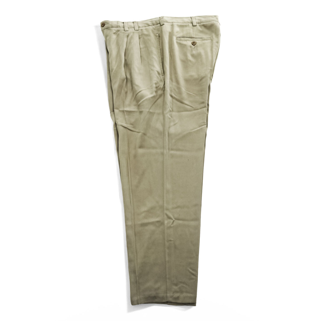 90年代 ヴィンテージ Caribbean シルク 2タック ワイド スラックス パンツ L ベージュ ヘリンボーン プリーツ Relaxed Fit