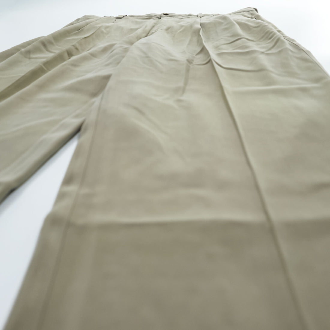 90年代 ヴィンテージ Caribbean シルク 2タック ワイド スラックス パンツ L ベージュ ヘリンボーン プリーツ Relaxed Fit