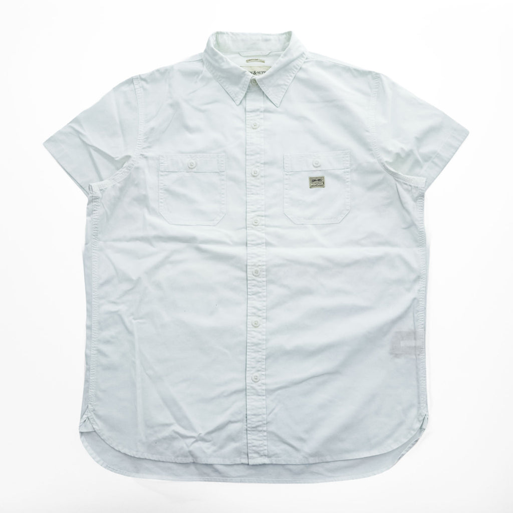 DENIM & SUPPLY RALPH LAUREN 半袖 ワークシャツ L ホワイト オックスフォード ダブルポケット