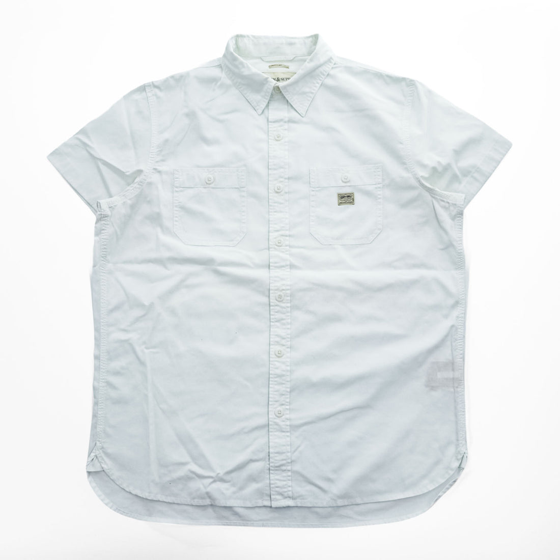 DENIM & SUPPLY RALPH LAUREN 半袖 ワークシャツ L ホワイト オックスフォード ダブルポケット