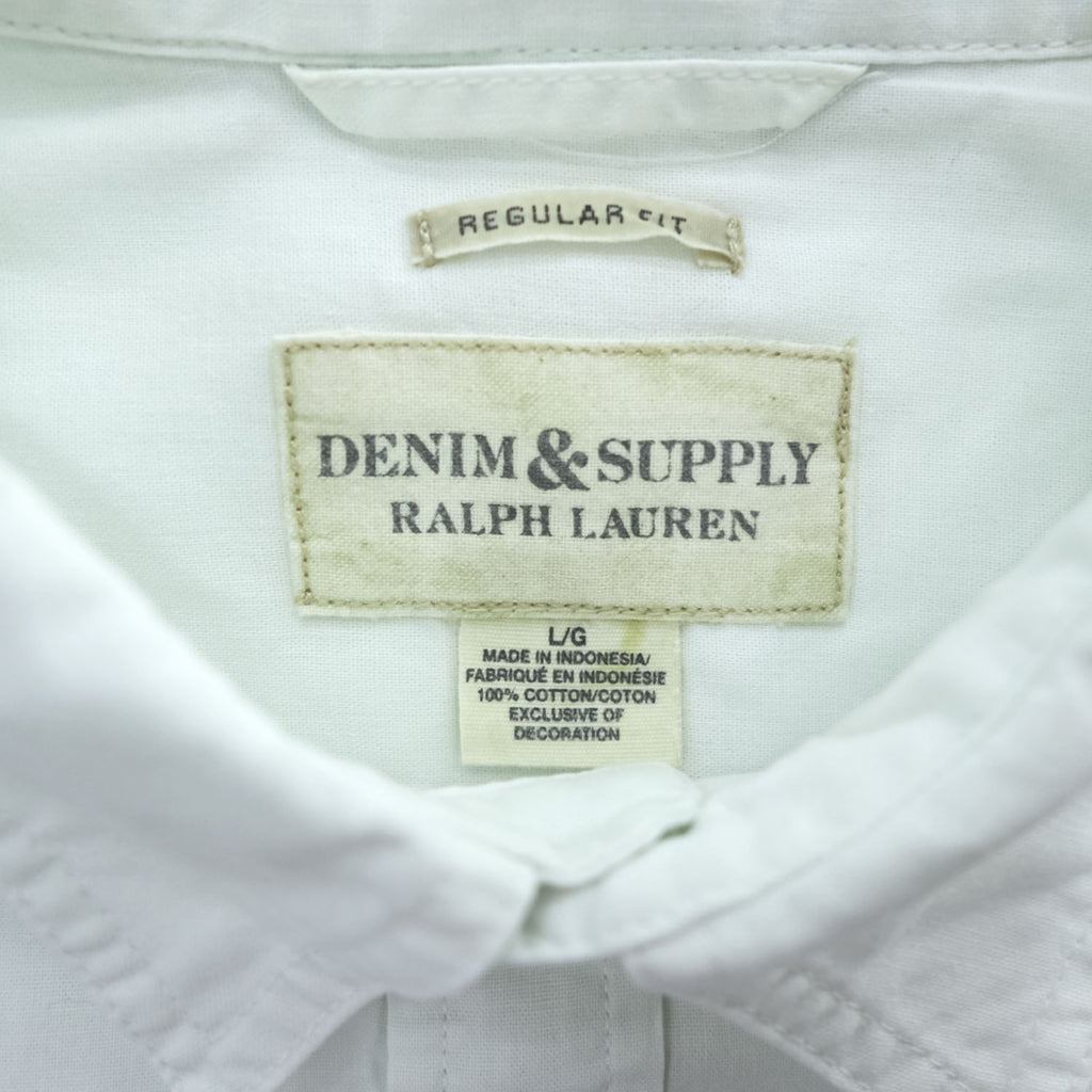 DENIM & SUPPLY RALPH LAUREN 半袖 ワークシャツ L ホワイト オックスフォード ダブルポケット
