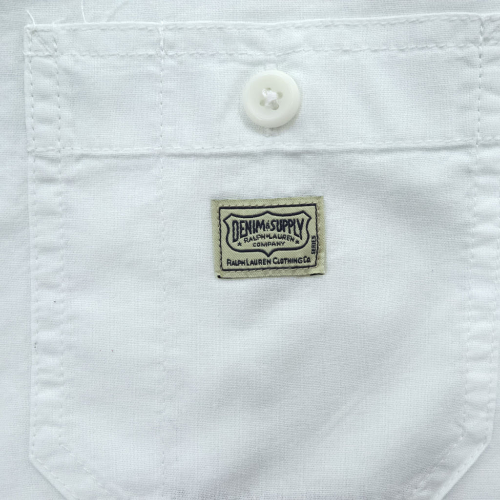 DENIM & SUPPLY RALPH LAUREN 半袖 ワークシャツ L ホワイト オックスフォード ダブルポケット