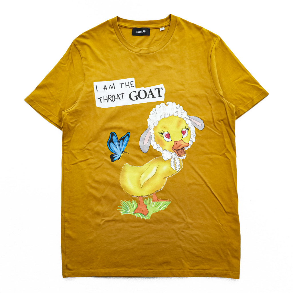 EGONLAB フランス製 Yellow Goat プリント Tシャツ M マスタード イエロー NUBIAN / MIDWEST 取扱い