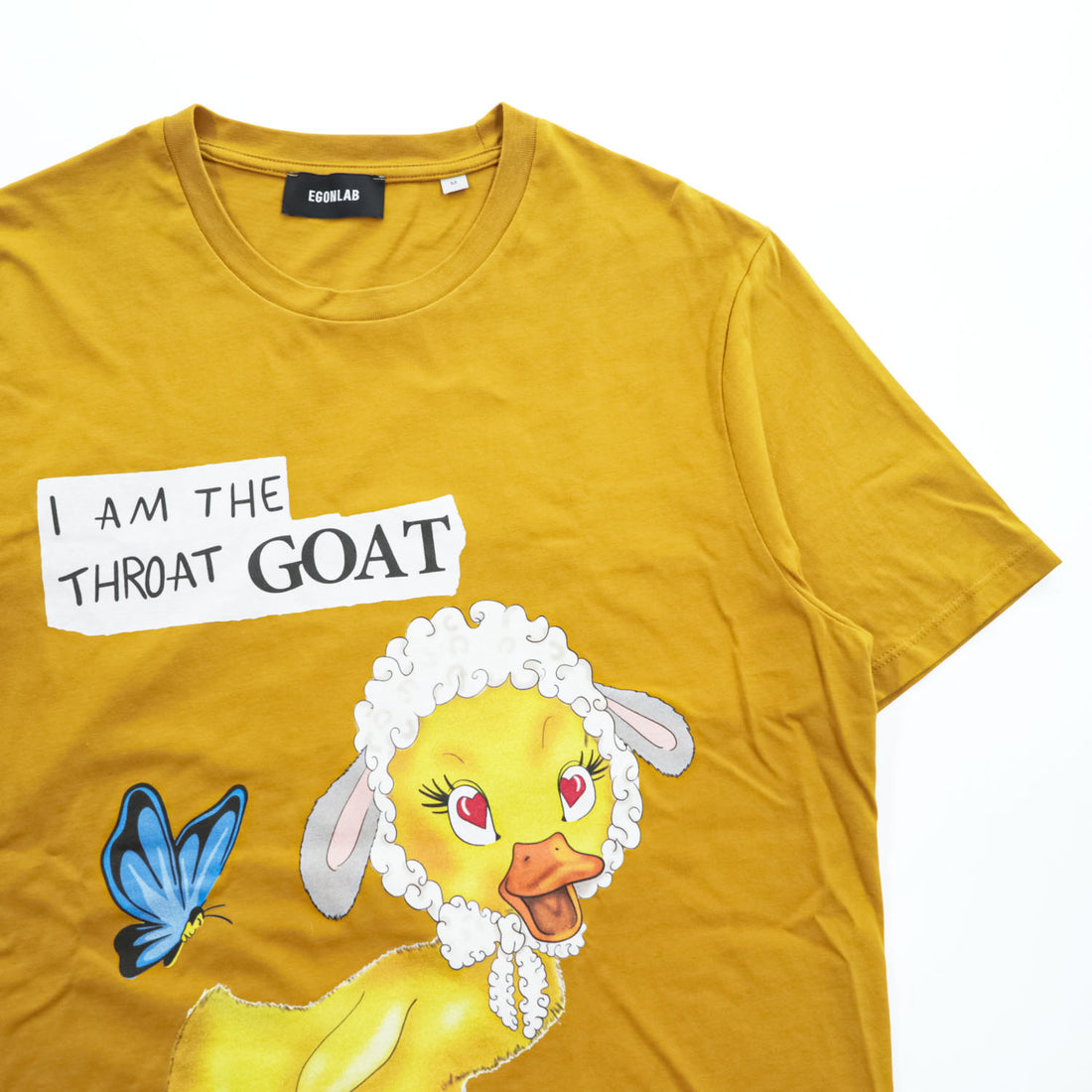 EGONLAB フランス製 Yellow Goat プリント Tシャツ M マスタード イエロー NUBIAN / MIDWEST 取扱い
