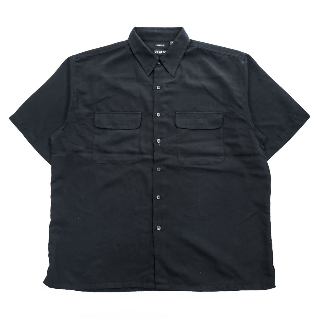 GEORGE 90年代 ヴィンテージ 半袖ワークシャツ XL ブラック SUEDED ボックスシルエット