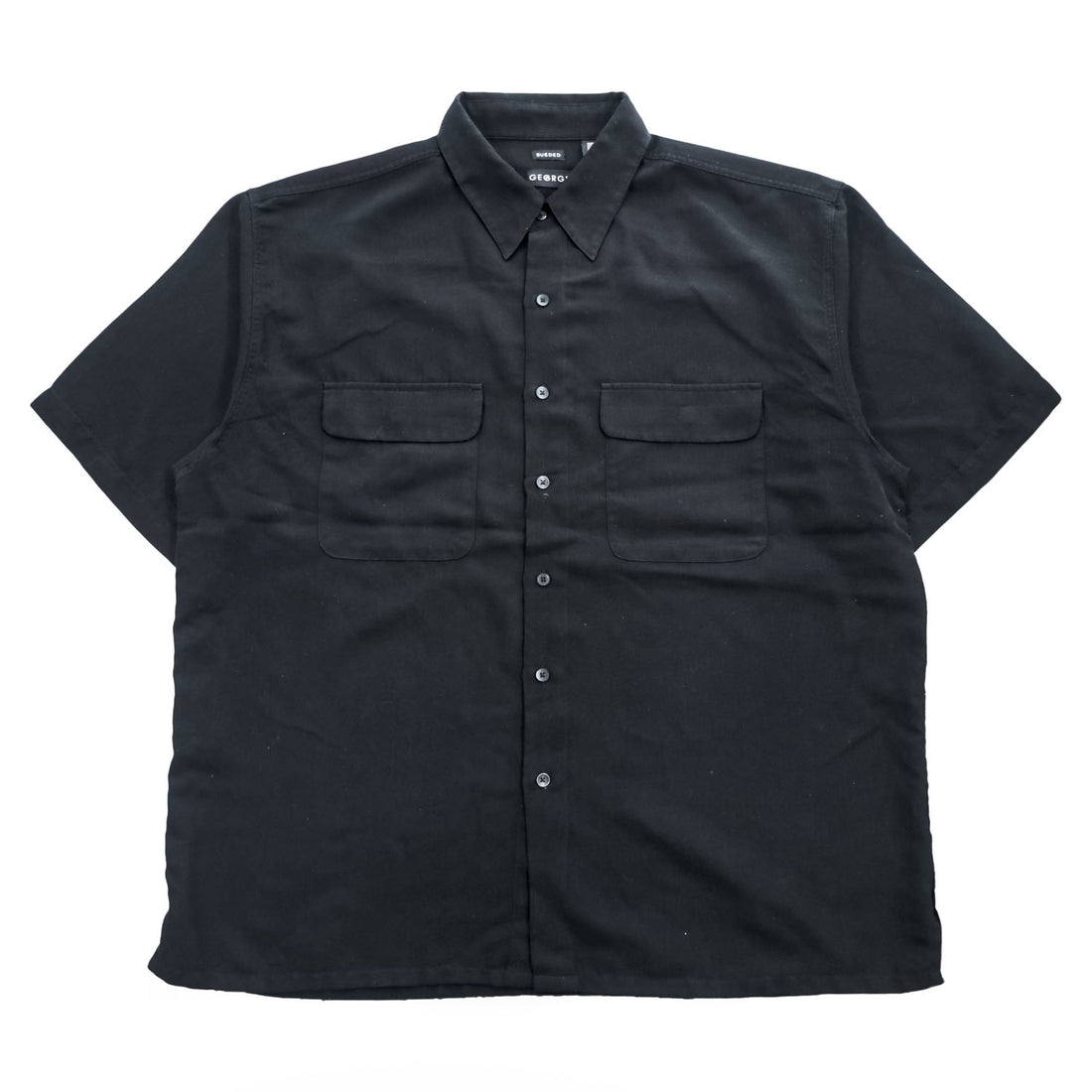 GEORGE 90年代 ヴィンテージ 半袖ワークシャツ XL ブラック SUEDED ボックスシルエット